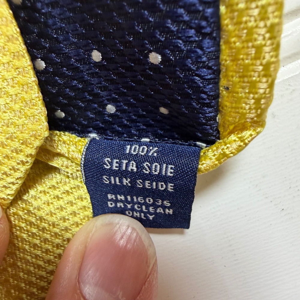 Charles Tyrwhitt Mens Yellow Textured Silk Tie Jermyn Street London RN116036 - Picture 3 of 7
